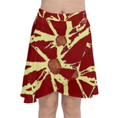 Flowery Fire Chiffon Wrap Front Skirt by Janetaudreywilson