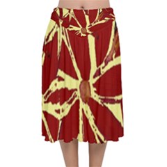 Flowery Fire Velvet Flared Midi Skirt by Janetaudreywilson