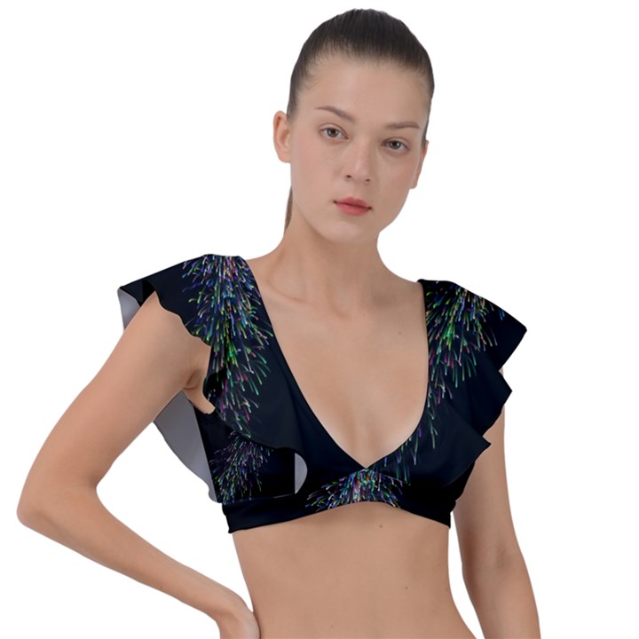 Galaxy Space Plunge Frill Sleeve Bikini Top
