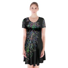 Galaxy Space Short Sleeve V-neck Flare Dress