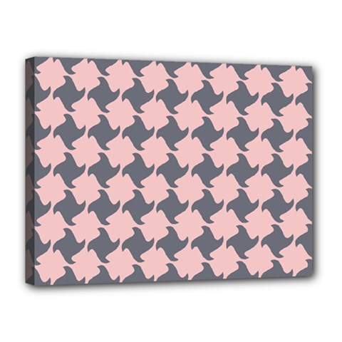 Retro Pink And Grey Pattern Canvas 16  X 12  (stretched) by MooMoosMumma