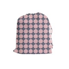 Retro Pink And Grey Pattern Drawstring Pouch (large) by MooMoosMumma