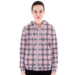 Retro Pink And Grey Pattern Women s Zipper Hoodie