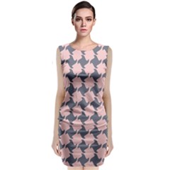 Retro Pink And Grey Pattern Classic Sleeveless Midi Dress