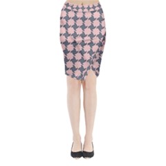 Retro Pink And Grey Pattern Midi Wrap Pencil Skirt