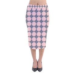 Retro Pink And Grey Pattern Velvet Midi Pencil Skirt