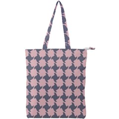 Retro Pink And Grey Pattern Double Zip Up Tote Bag