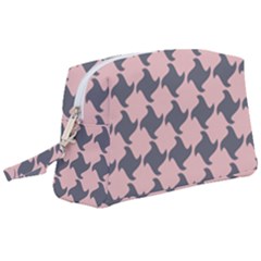 Retro Pink And Grey Pattern Wristlet Pouch Bag (large) by MooMoosMumma