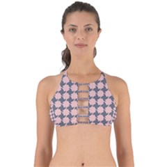 Retro Pink And Grey Pattern Perfectly Cut Out Bikini Top