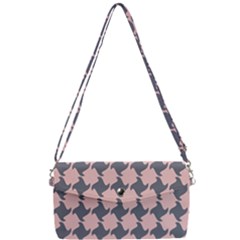 Retro Pink And Grey Pattern Removable Strap Clutch Bag by MooMoosMumma