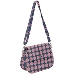 Retro Pink And Grey Pattern Saddle Handbag by MooMoosMumma