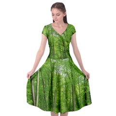 In The Forest The Fullness Of Spring, Green, Cap Sleeve Wrap Front Dress by MartinsMysteriousPhotographerShop