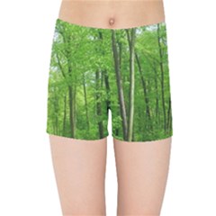 In The Forest The Fullness Of Spring, Green, Kids  Sports Shorts by MartinsMysteriousPhotographerShop