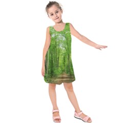 In The Forest The Fullness Of Spring, Green, Kids  Sleeveless Dress by MartinsMysteriousPhotographerShop