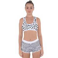 Black And White Seamless Cheetah Spots White Racerback Boyleg Bikini Set by LoolyElzayat