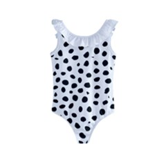 Black And White Seamless Cheetah Spots White Kids  Frill Swimsuit by LoolyElzayat