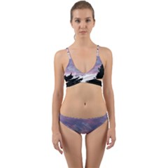 Colorful Overcast, Pink,violet,gray,black Wrap Around Bikini Set by MartinsMysteriousPhotographerShop