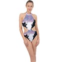 Colorful overcast, pink,violet,gray,black Halter Side Cut Swimsuit View1