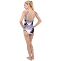 Colorful overcast, pink,violet,gray,black Cross Front Low Back Swimsuit View2