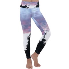 Colorful Overcast, Pink,violet,gray,black Kids  Lightweight Velour Classic Yoga Leggings by MartinsMysteriousPhotographerShop