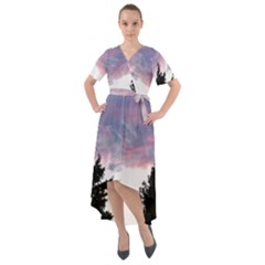 Colorful Overcast, Pink,violet,gray,black Front Wrap High Low Dress by MartinsMysteriousPhotographerShop