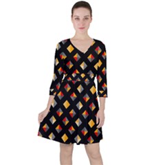 Geometric Diamond Tile Ruffle Dress