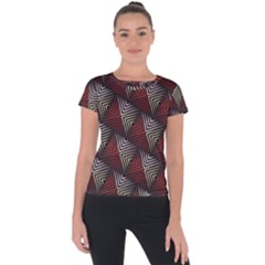 Abstract Zigzag Motif Short Sleeve Sports Top 