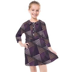 Zigzag Motif Design Kids  Quarter Sleeve Shirt Dress by tmsartbazaar
