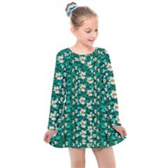 Cherry Blossom Forest Of Peace And Love Sakura Kids  Long Sleeve Dress by pepitasart