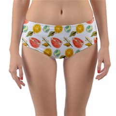 Citrus Gouache Pattern Reversible Mid-waist Bikini Bottoms by EvgeniaEsenina