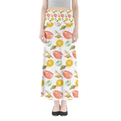 Citrus Gouache Pattern Full Length Maxi Skirt