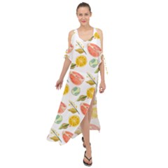 Citrus Gouache Pattern Maxi Chiffon Cover Up Dress by EvgeniaEsenina