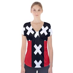 Vertical Amsterdam Flag Short Sleeve Front Detail Top by abbeyz71