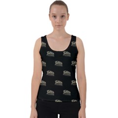 Dinosaur Skeleton Head Motif Pattern Velvet Tank Top by dflcprintsclothing