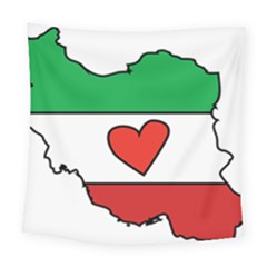 Heart Flag Map Of Iran  Square Tapestry (large) by abbeyz71