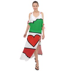 Heart Flag Map Of Iran  Maxi Chiffon Cover Up Dress by abbeyz71