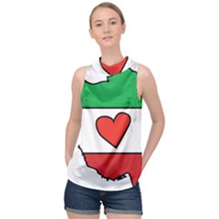 Heart Flag Map Of Iran  High Neck Satin Top by abbeyz71