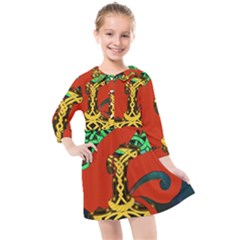 Ragnarok Dragon Monster Kids  Quarter Sleeve Shirt Dress by HermanTelo