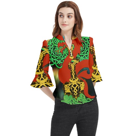 Ragnarok Dragon Monster Loose Horn Sleeve Chiffon Blouse by HermanTelo