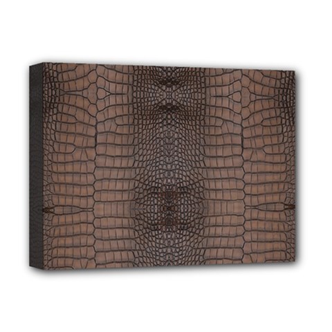 Brown Alligator Leather Skin Deluxe Canvas 16  X 12  (stretched)  by LoolyElzayat