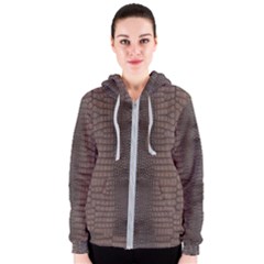 Brown Alligator Leather Skin Women s Zipper Hoodie by LoolyElzayat