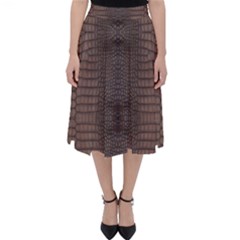 Brown Alligator Leather Skin Classic Midi Skirt