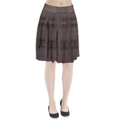 Brown Alligator Leather Skin Pleated Skirt by LoolyElzayat