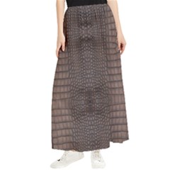 Brown Alligator Leather Skin Maxi Chiffon Skirt by LoolyElzayat