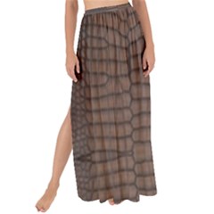 Brown Alligator Leather Skin Maxi Chiffon Tie-up Sarong by LoolyElzayat