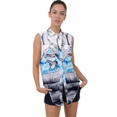 Hands Horse Hand Dream Sleeveless Chiffon Button Shirt