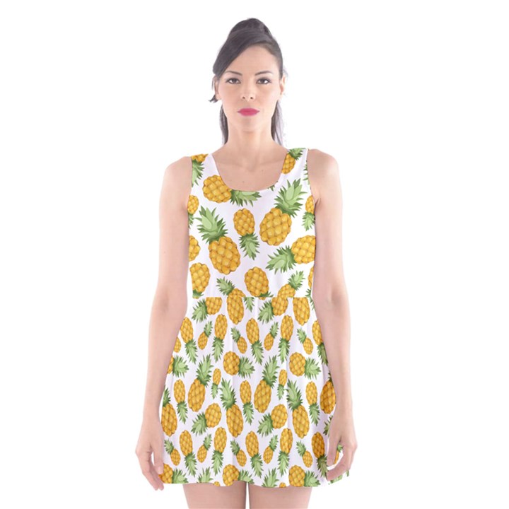 Pineapples Scoop Neck Skater Dress