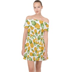 Pineapples Off Shoulder Chiffon Dress