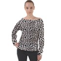 3d Leopard Print Black Brown White Off Shoulder Long Sleeve Velour Top View1