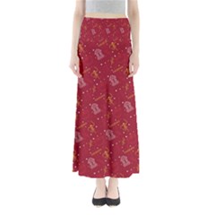 African Folk Tribal Art Full Length Maxi Skirt